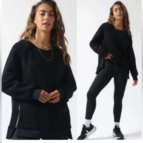 Varley Black Fleece Sherpa Pullover with Zipper Detail - Picture 9 of 9